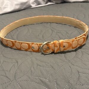 Coach Vintage Orange and Cream Belt with Silver Buckle